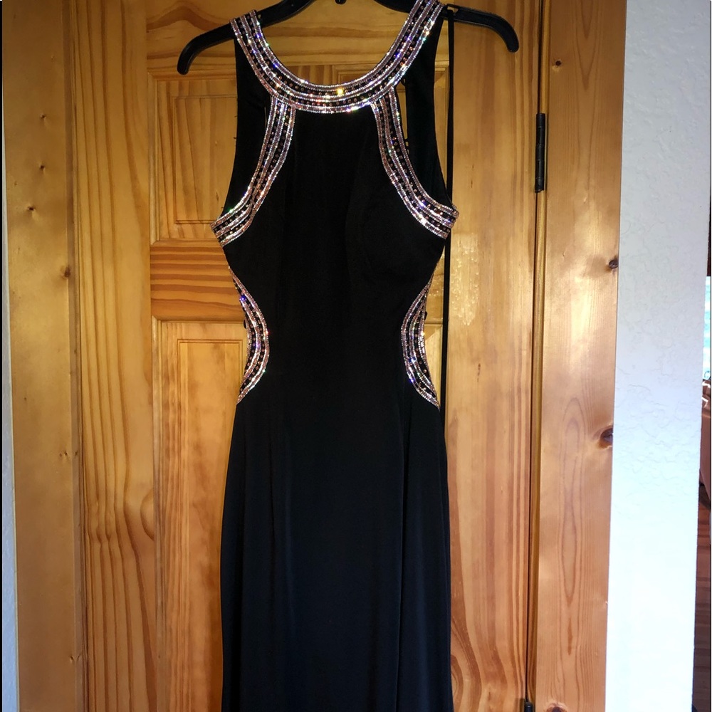 Black and Rose Gold Prom Dress
